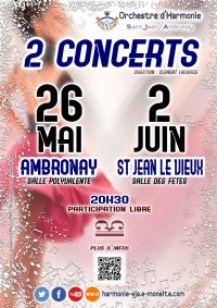 Grand concert 2018 de l'OHSJA à Saint Jean le Vieux. Le samedi 2 juin 2018 à Saint-Jean-le-Vieux. Ain.  20H30